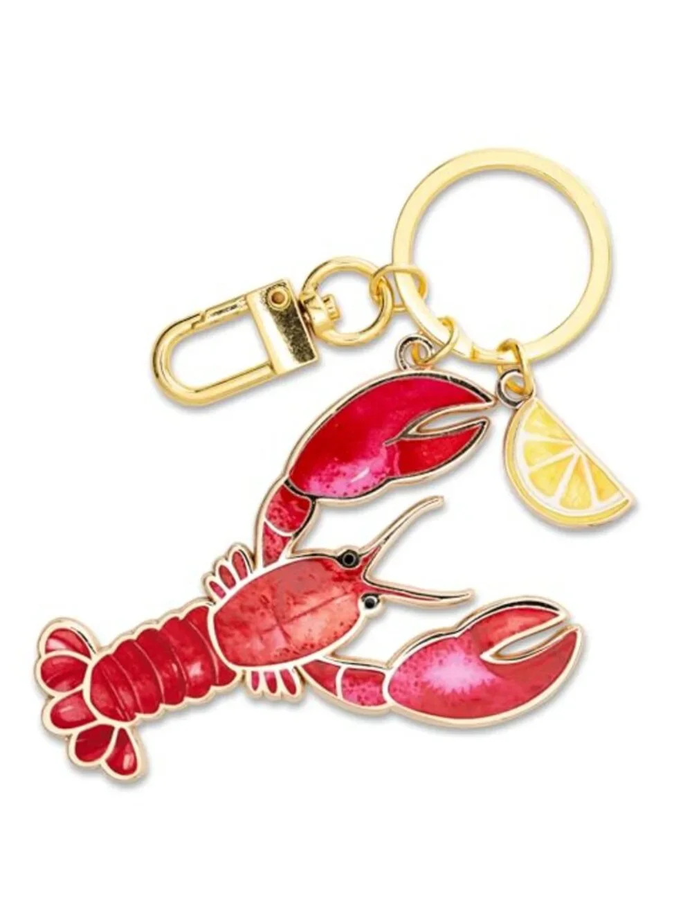 Lobster Bag Charm Keychain Hard Enamel Metal Keyring